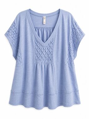 torrid Powder Blue Smocked V-Neck Tshirt Sz 2x